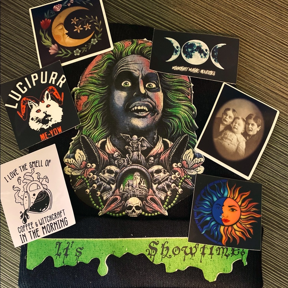 Beetlejuice beanie with stickers